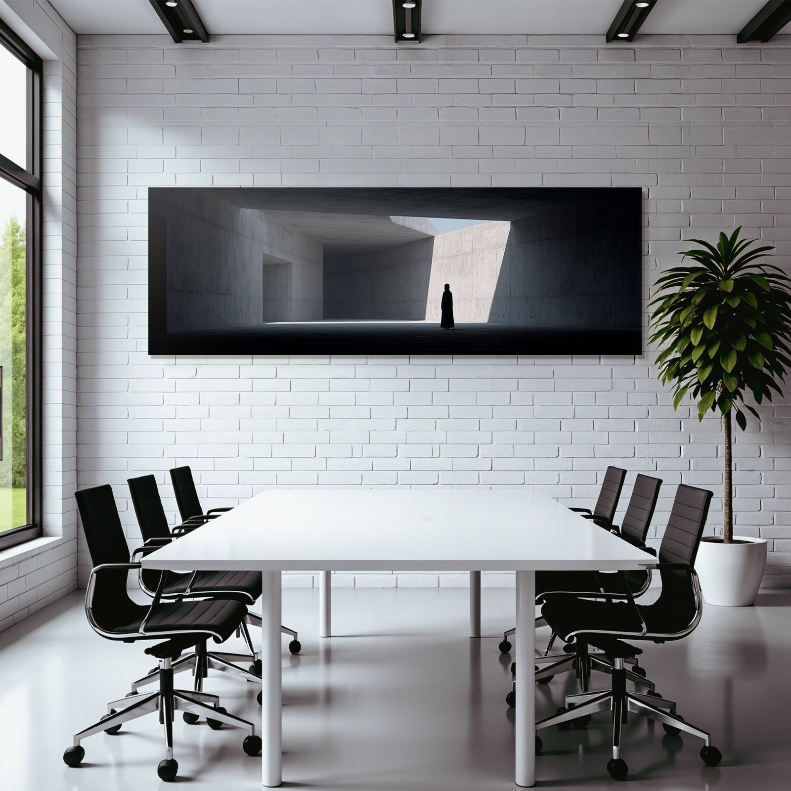 Minimalist Architektur Raum Einsame Figur Beton Umgebung