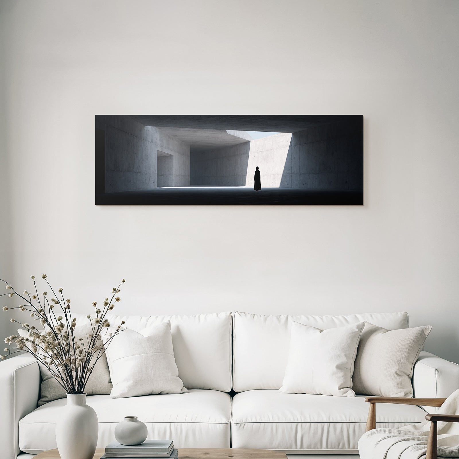 Minimalist Architektur Raum Einsame Figur Beton Umgebung