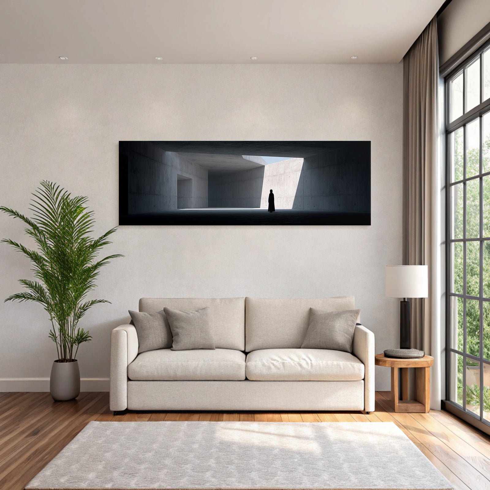 Minimalist Architektur Raum Einsame Figur Beton Umgebung