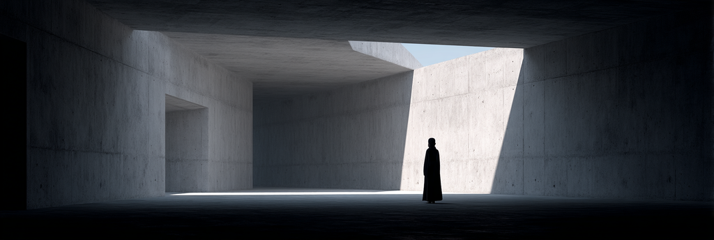 Minimalist Architektur Raum Einsame Figur Beton Umgebung | Fotografie | Kunstgattungen