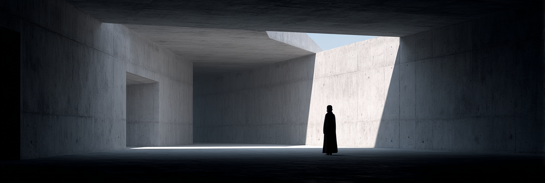 Minimalist Architektur Raum Einsame Figur Beton Umgebung | Fotografie | Kunstgattungen