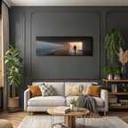 Moderne Architektur Mit Figur In Nebliger Atmosphäre
