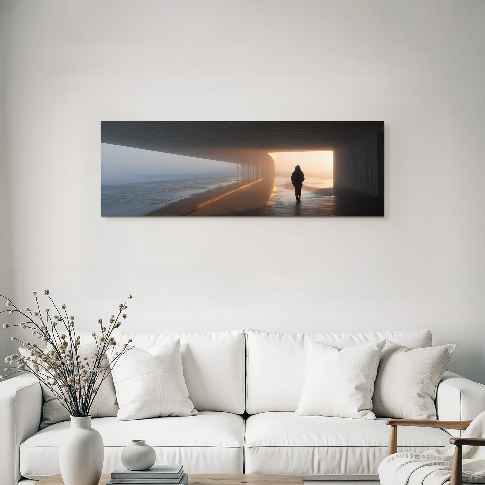 Moderne Architektur Mit Figur In Nebliger Atmosphäre