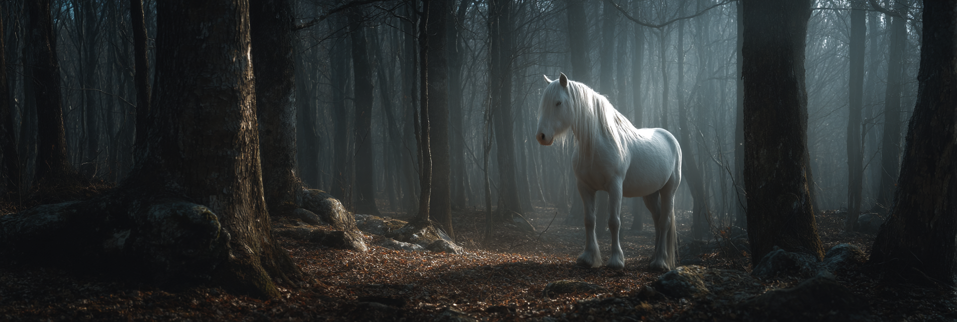 Pferd Weiß Im Wald | Fotografie | Kunstgattungen