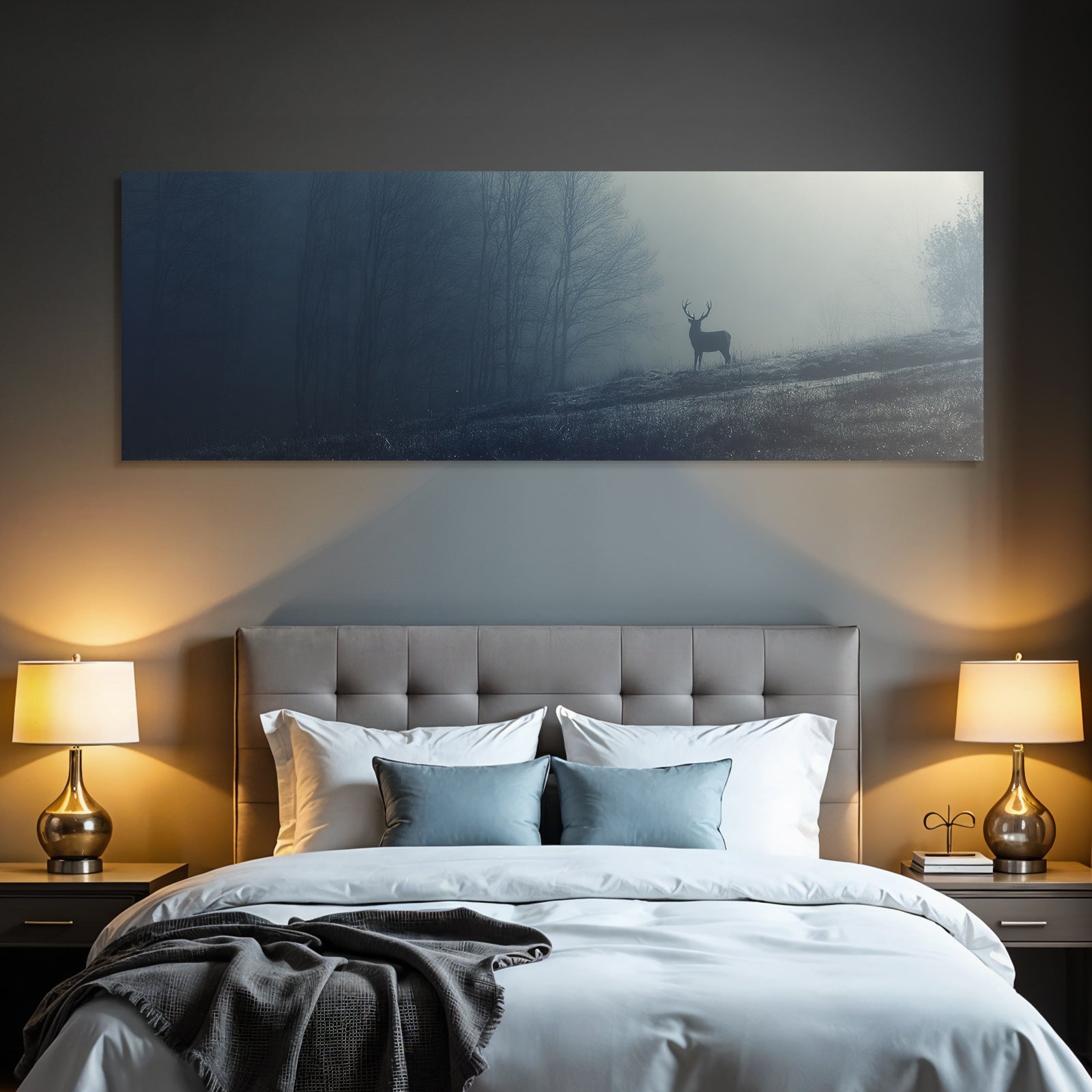 Reh Silhoutte Nebel Perfekte Landschaft