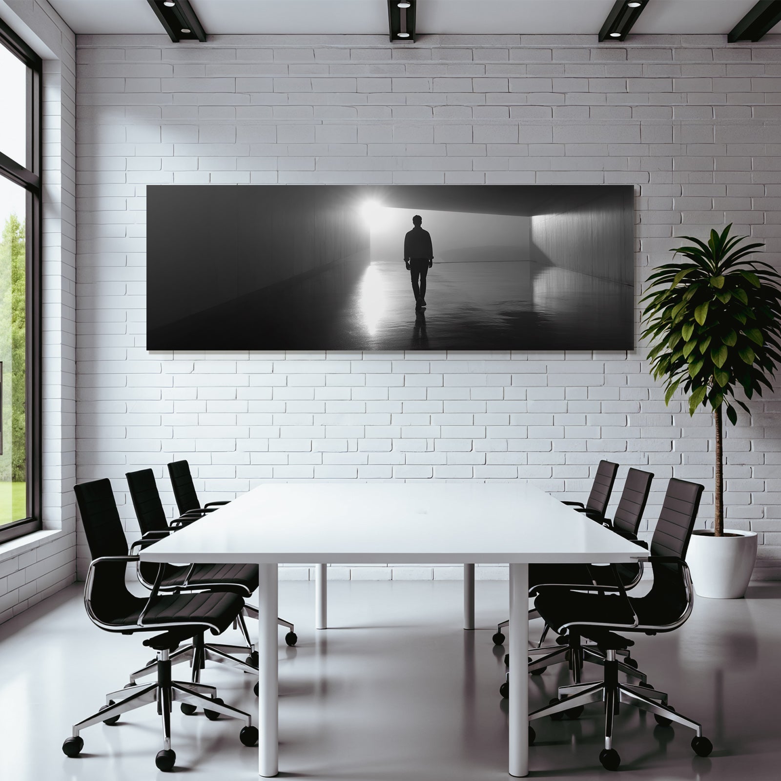 Schattenfigur In Dimmlichem Raum Mit Hellem Licht Im Hintergrund Solitude Contemplation