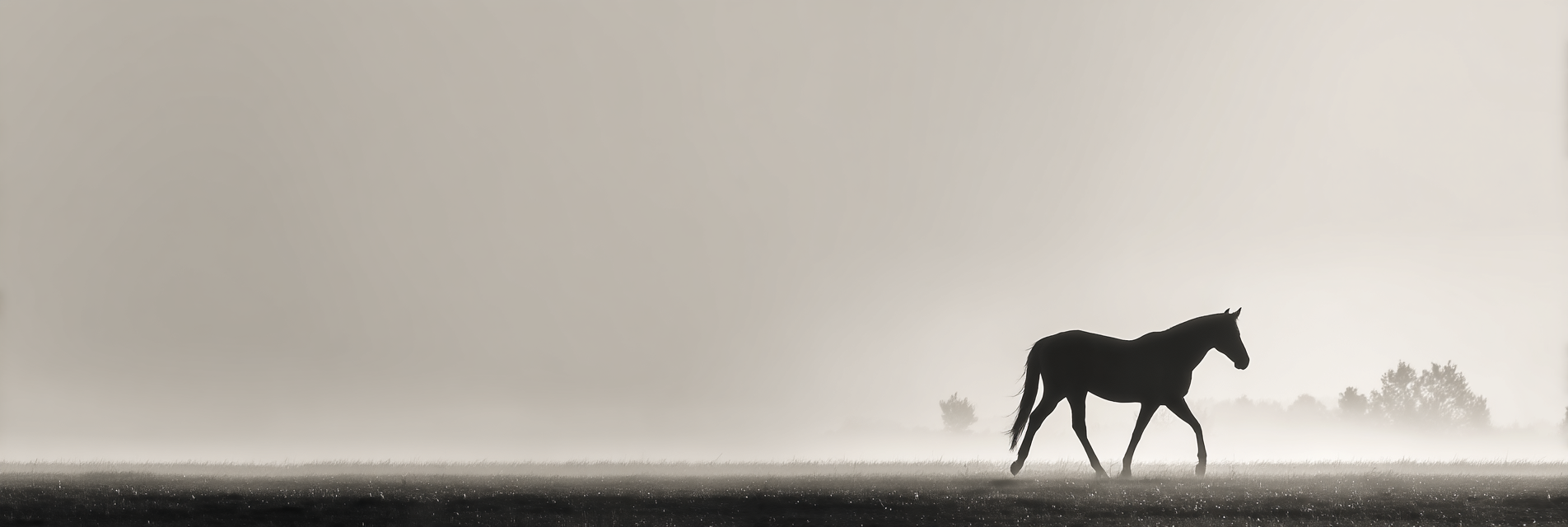 Silhouetten Pferd Nebel Landschaft | Fotografie | Kunstgattungen