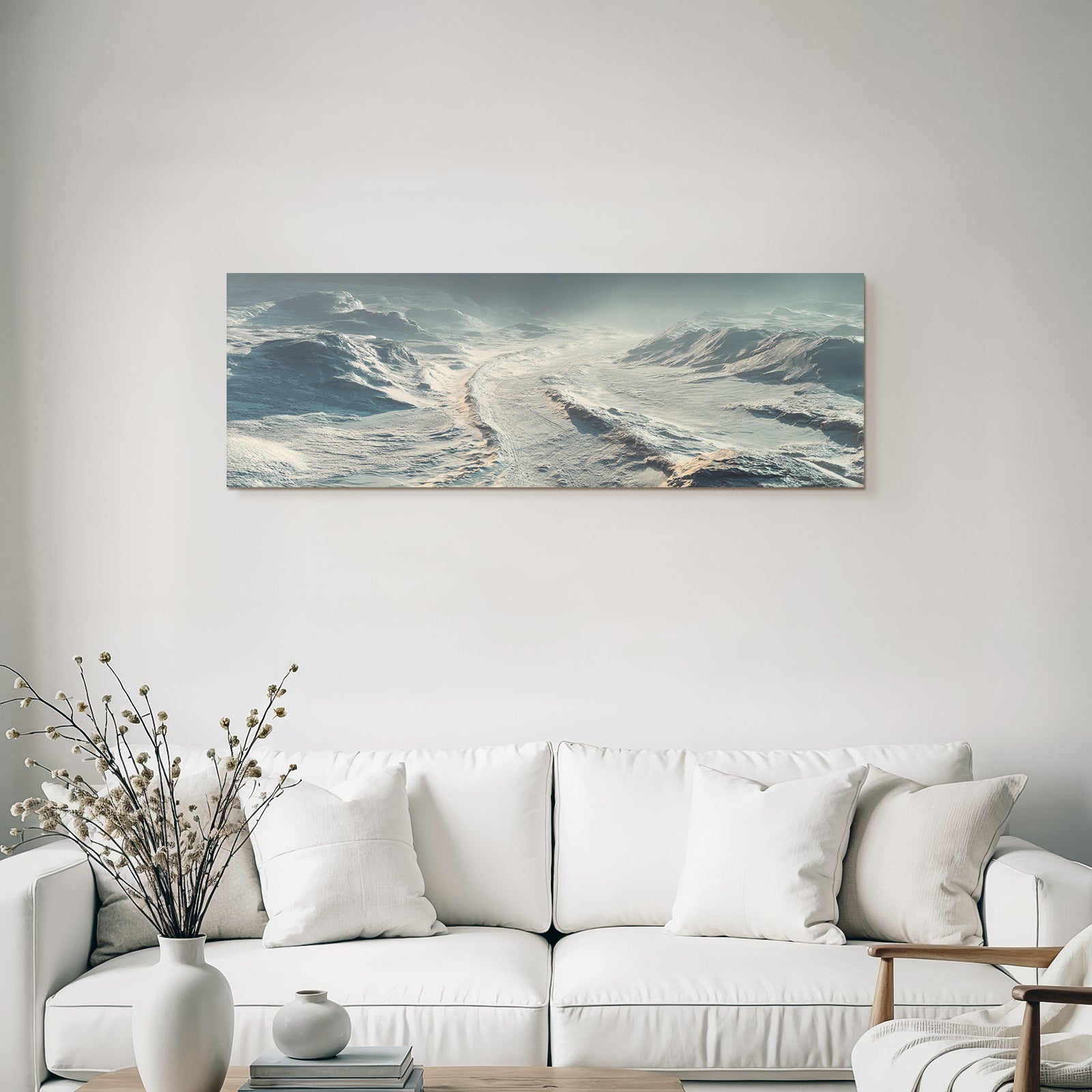 Winter Landschaft Schneehügel Und Pfad