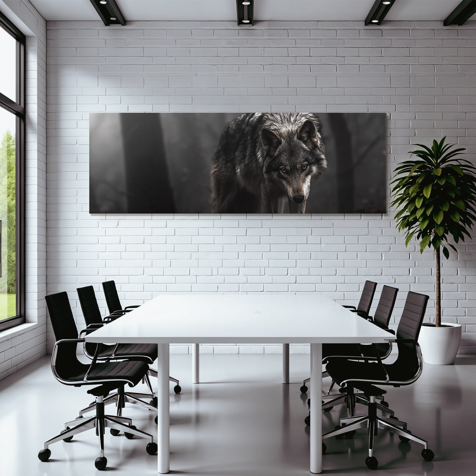 Wolf Im Dunklen Nebligen Wald