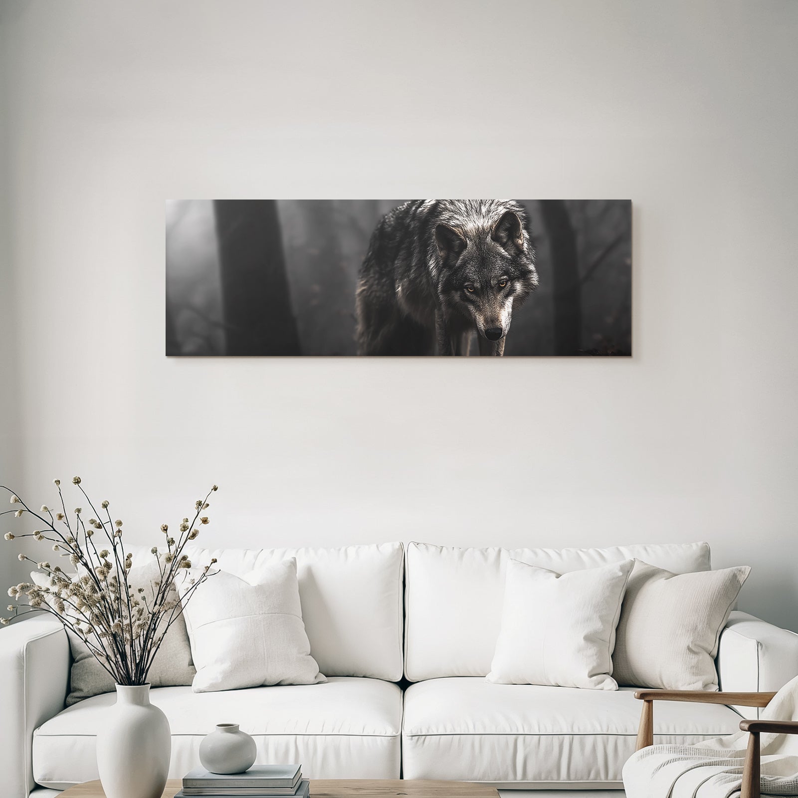 Wolf Im Dunklen Nebligen Wald