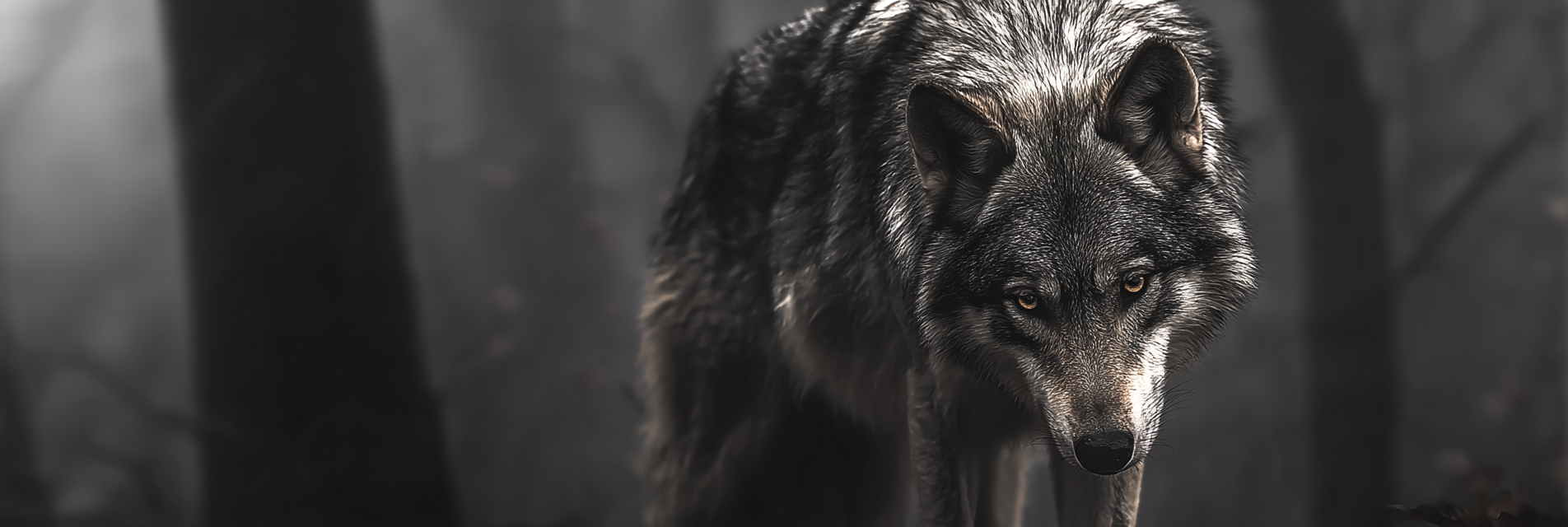 Wolf Im Dunklen Nebligen Wald | Fotografie | Kunstgattungen