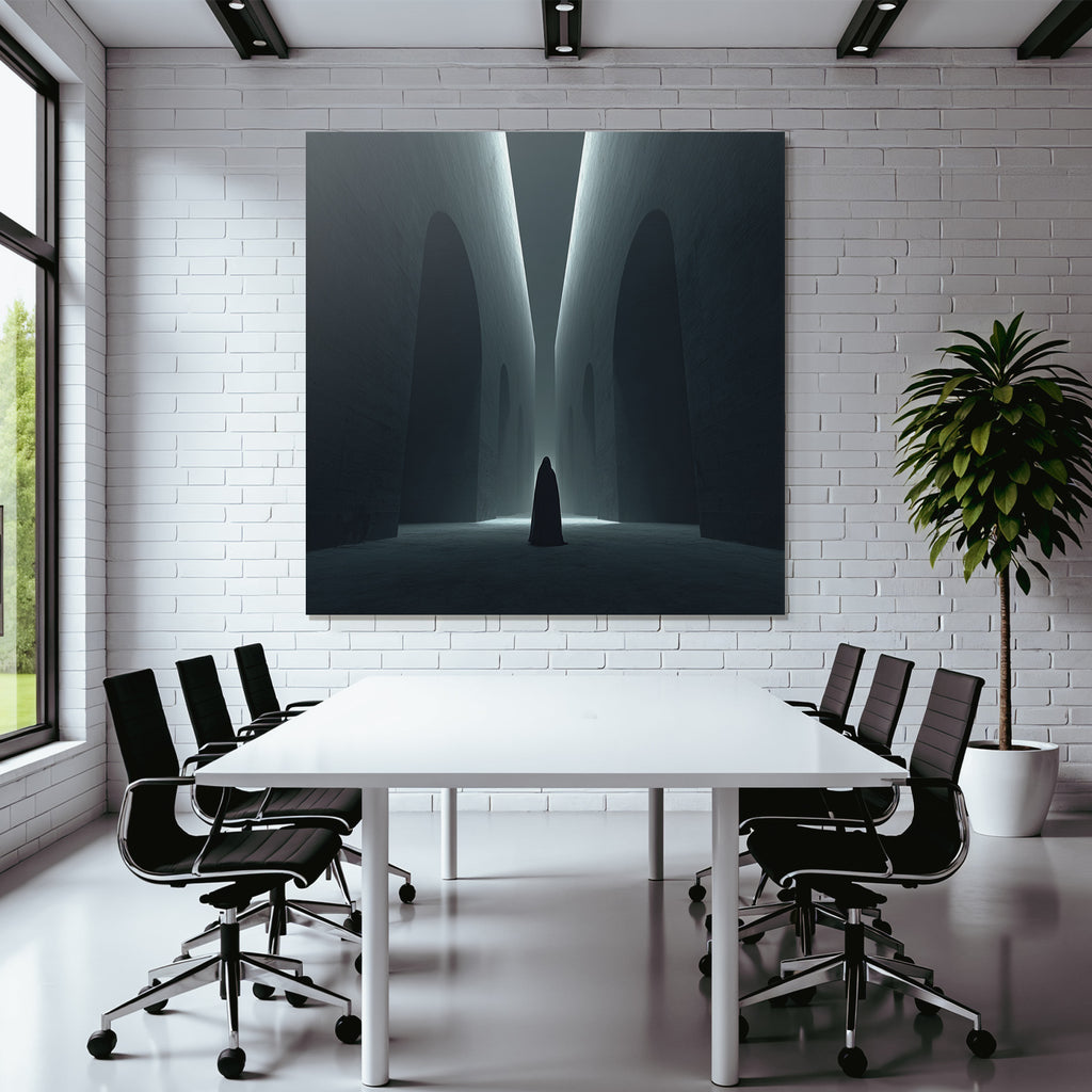 Dunkle Architektur Einzelne Figur In Rosenlicht