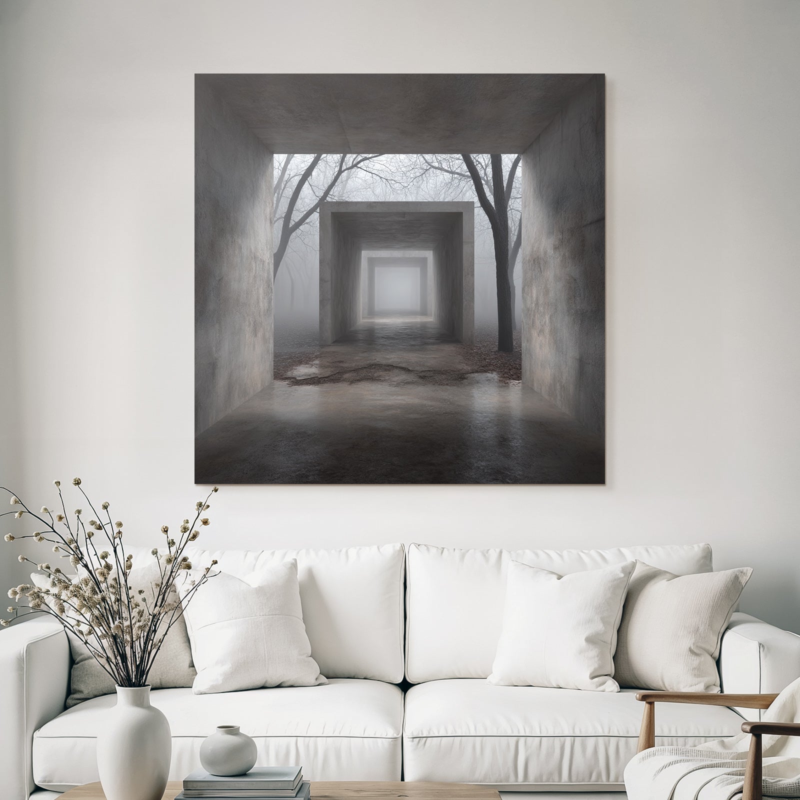 Eerie Tunnels In Foggy Wooded Environment