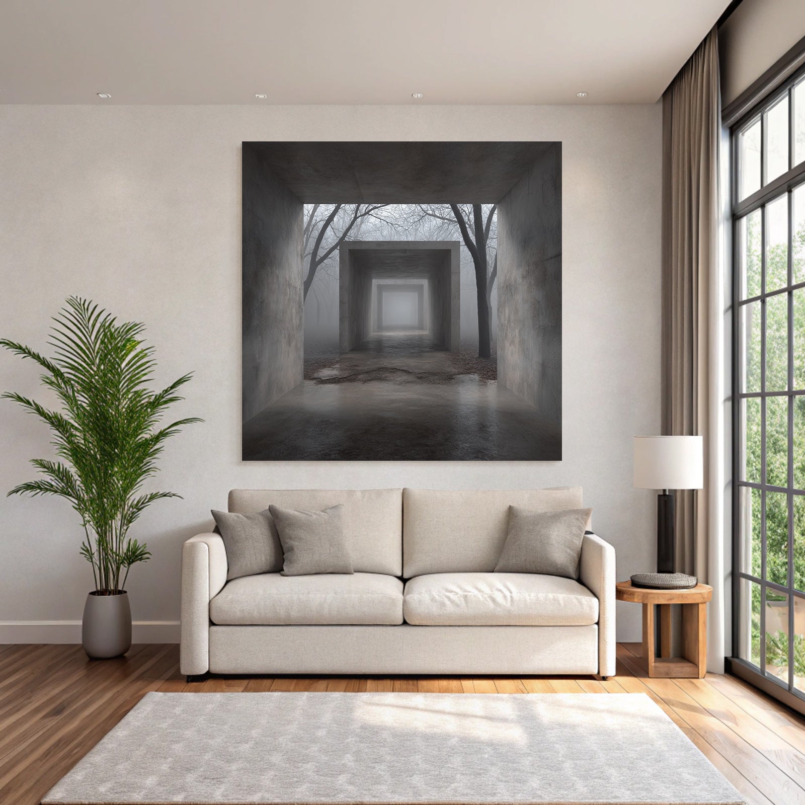 Eerie Tunnels In Foggy Wooded Environment