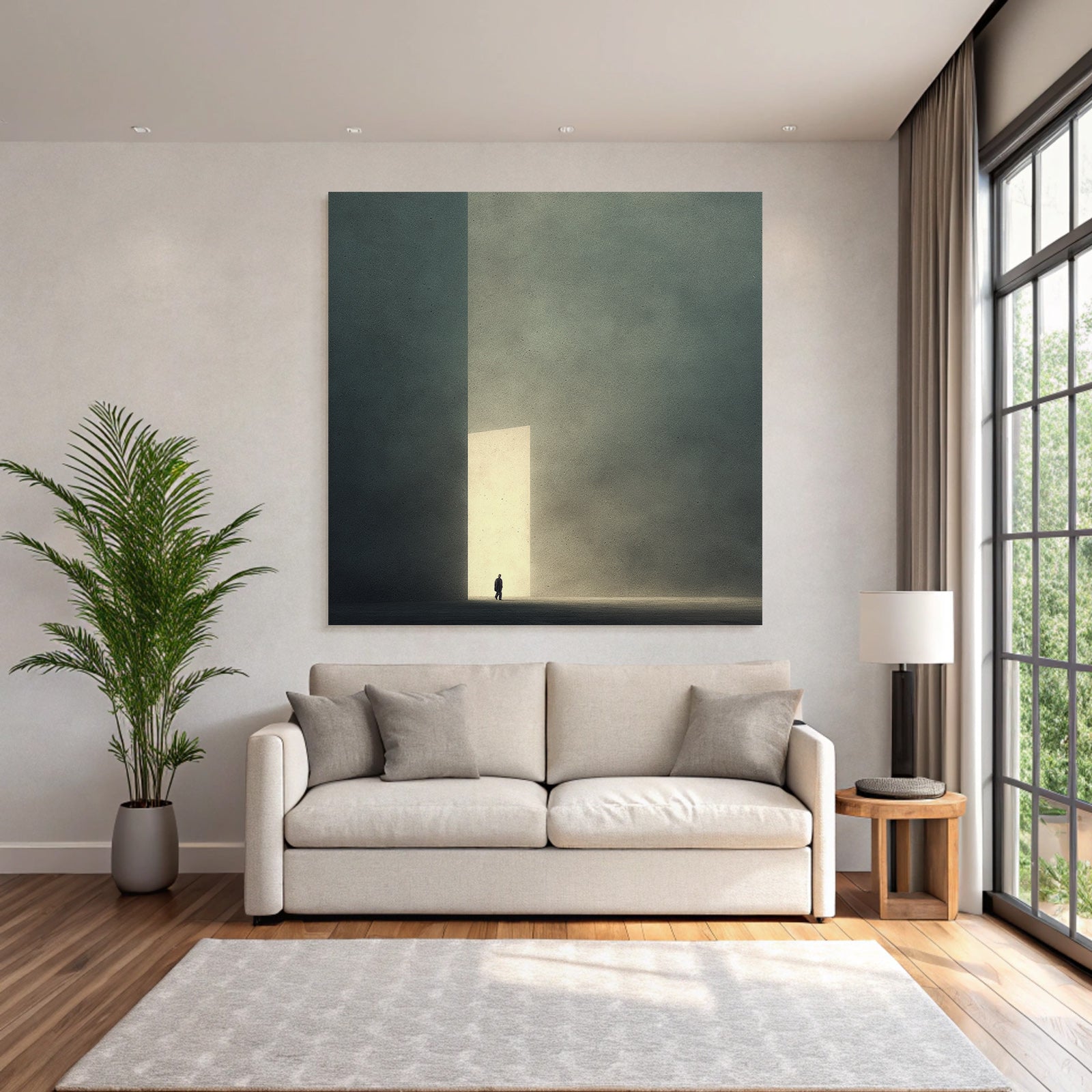 Einsame Figur Vor Licht