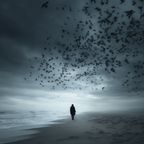 Einsame Figur Am Strand Mit Vögel | Fotografie | Kunstgattungen