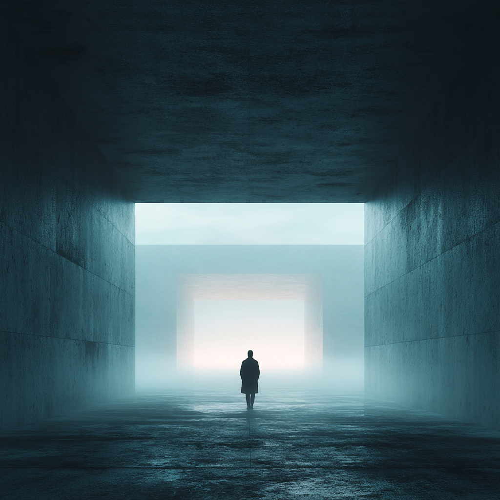 Einsame Figur Im Nebel Artige Minimalistische Umgebung | Fotografie | Kunstgattungen