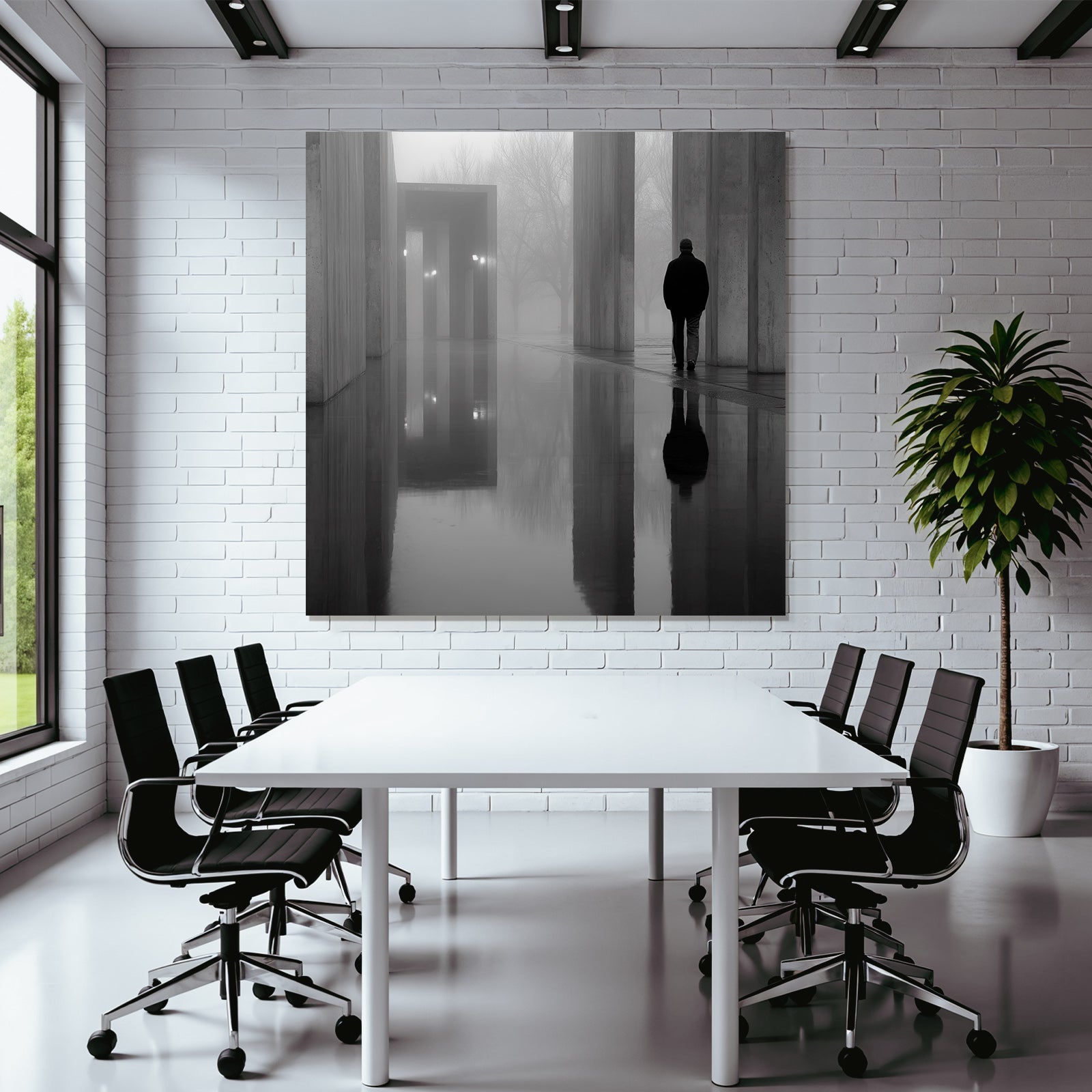 Einsamer Figur Im Nebel
