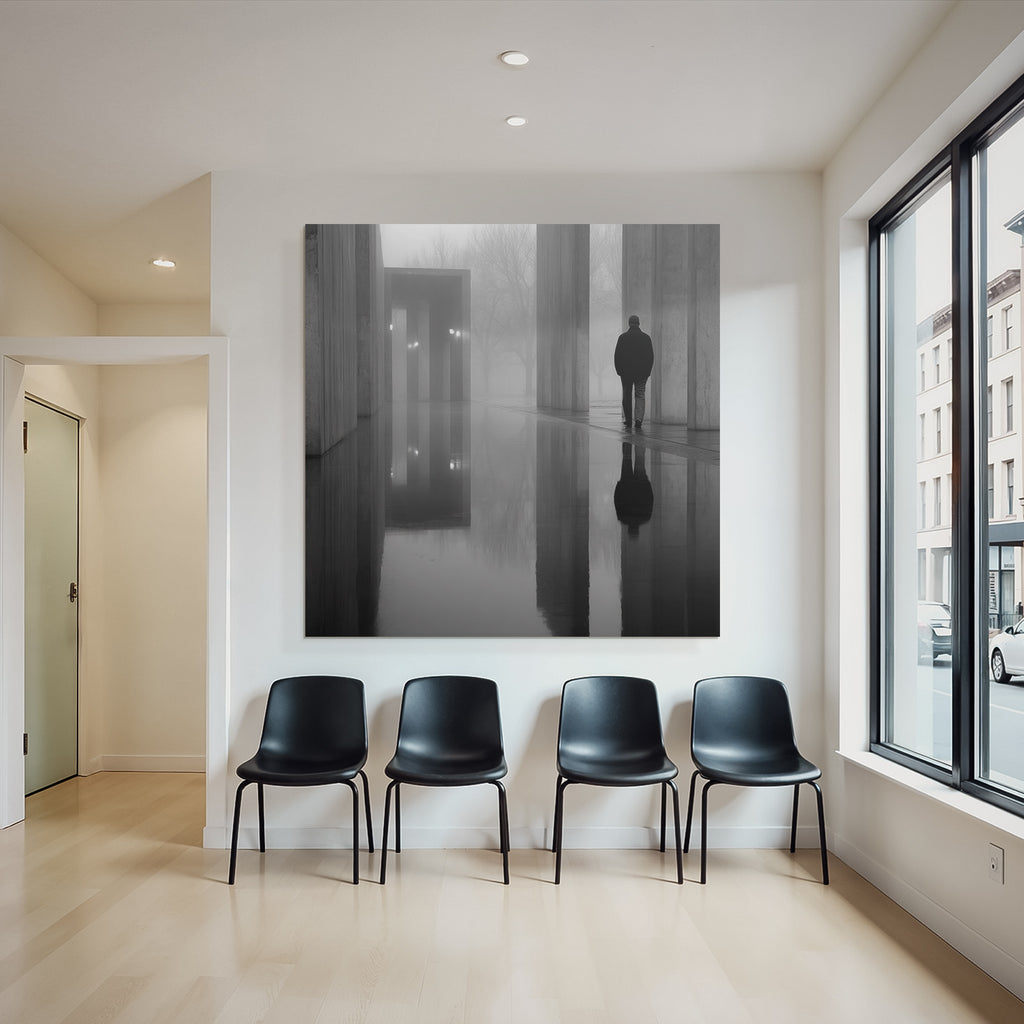 Einsamer Figur Im Nebel