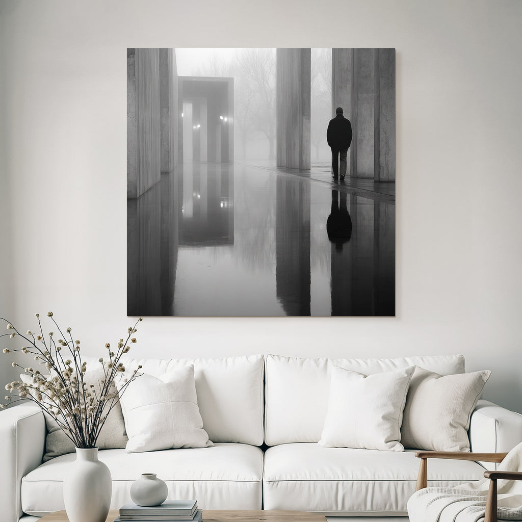 Einsamer Figur Im Nebel