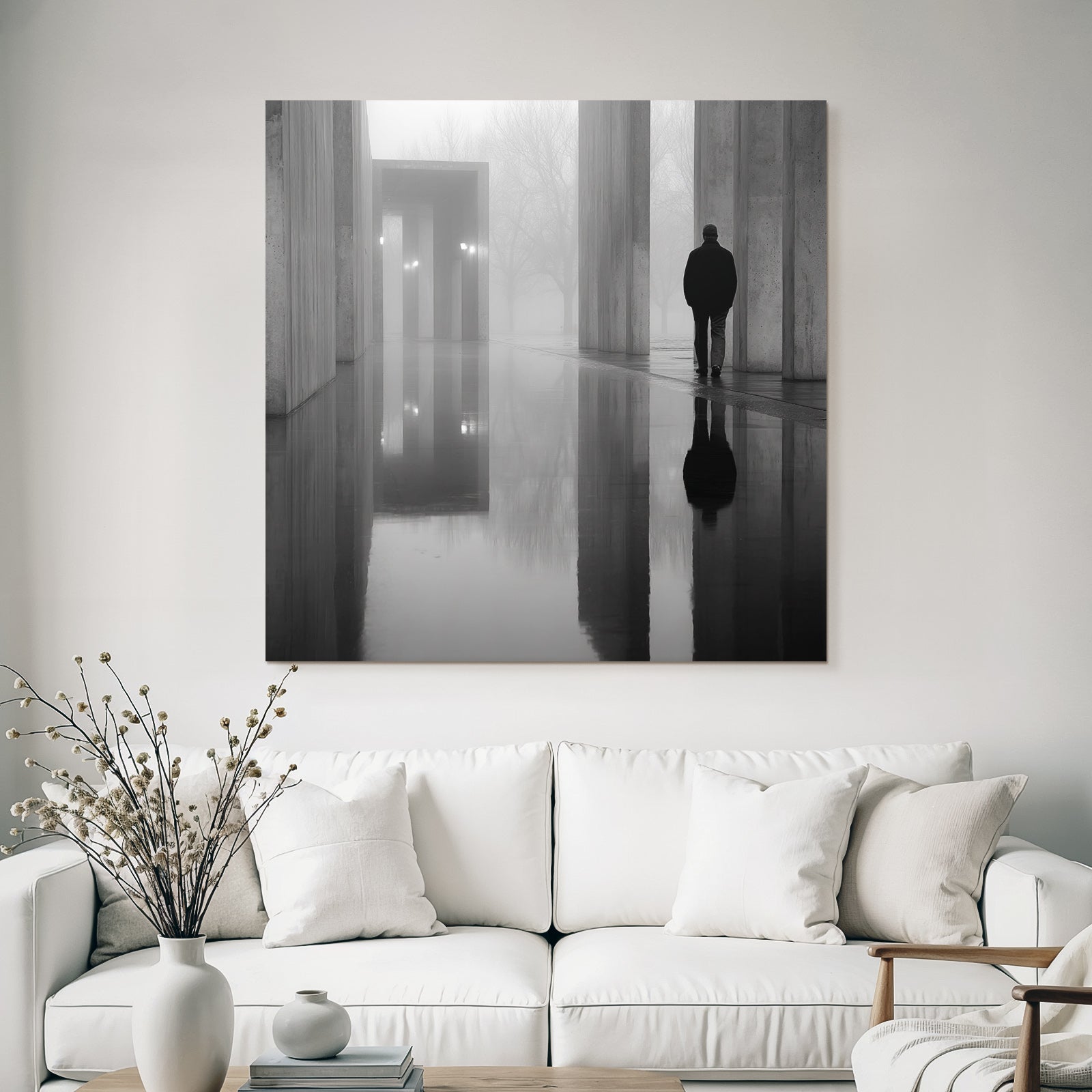 Einsamer Figur Im Nebel