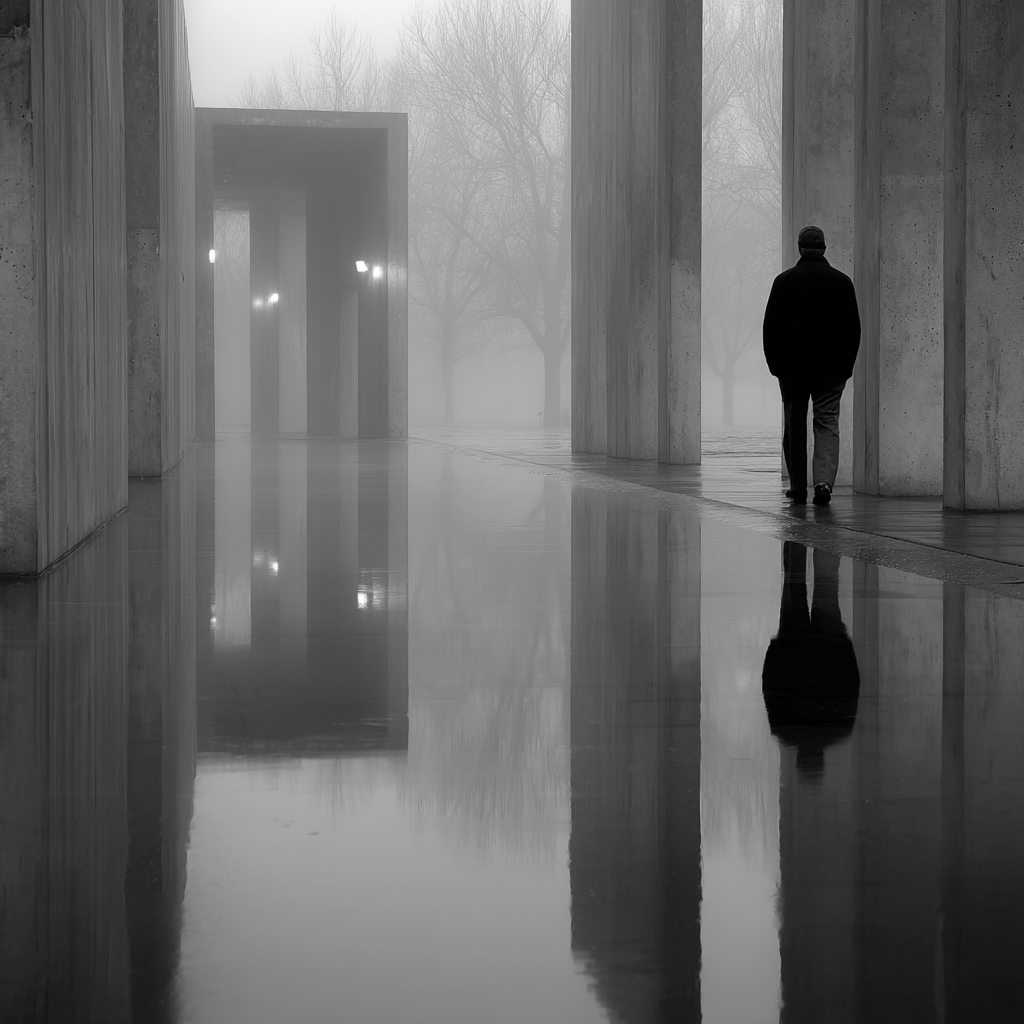 Einsamer Figur Im Nebel | Fotografie | Kunstgattungen