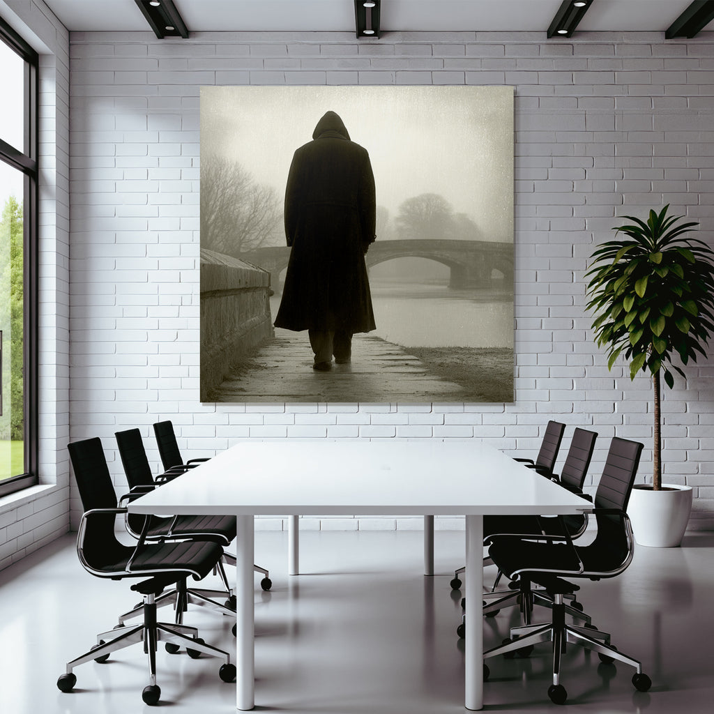 Geheimnisvoller Wanderer Im Nebel Brücke