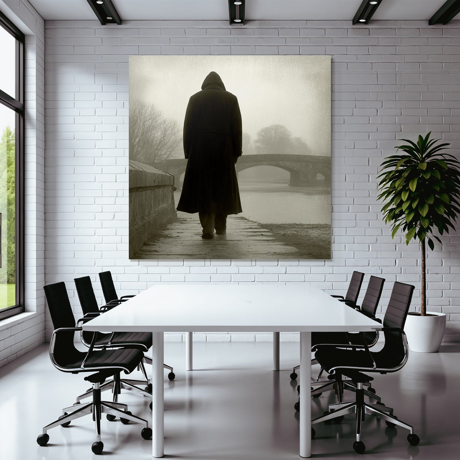 Geheimnisvoller Wanderer Im Nebel Brücke