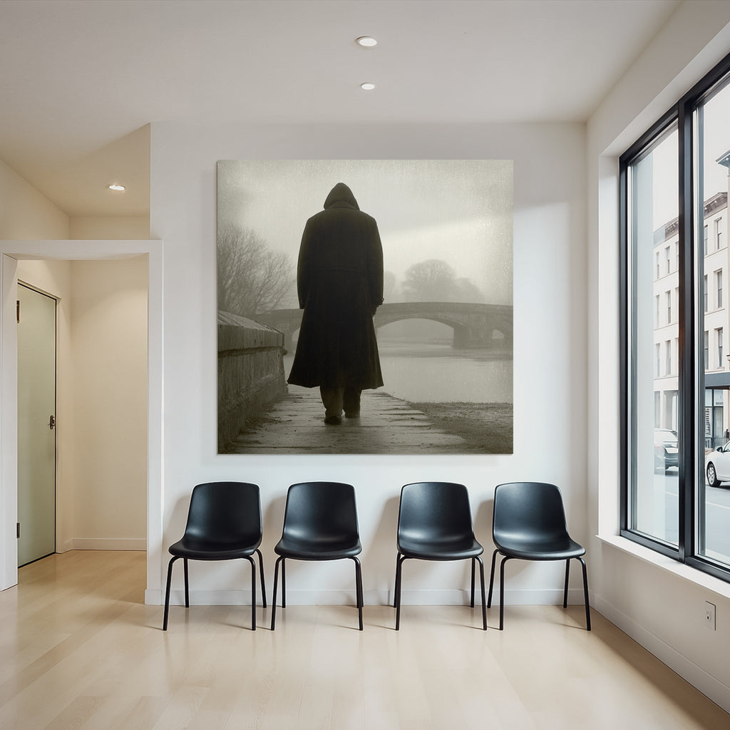Geheimnisvoller Wanderer Im Nebel Brücke