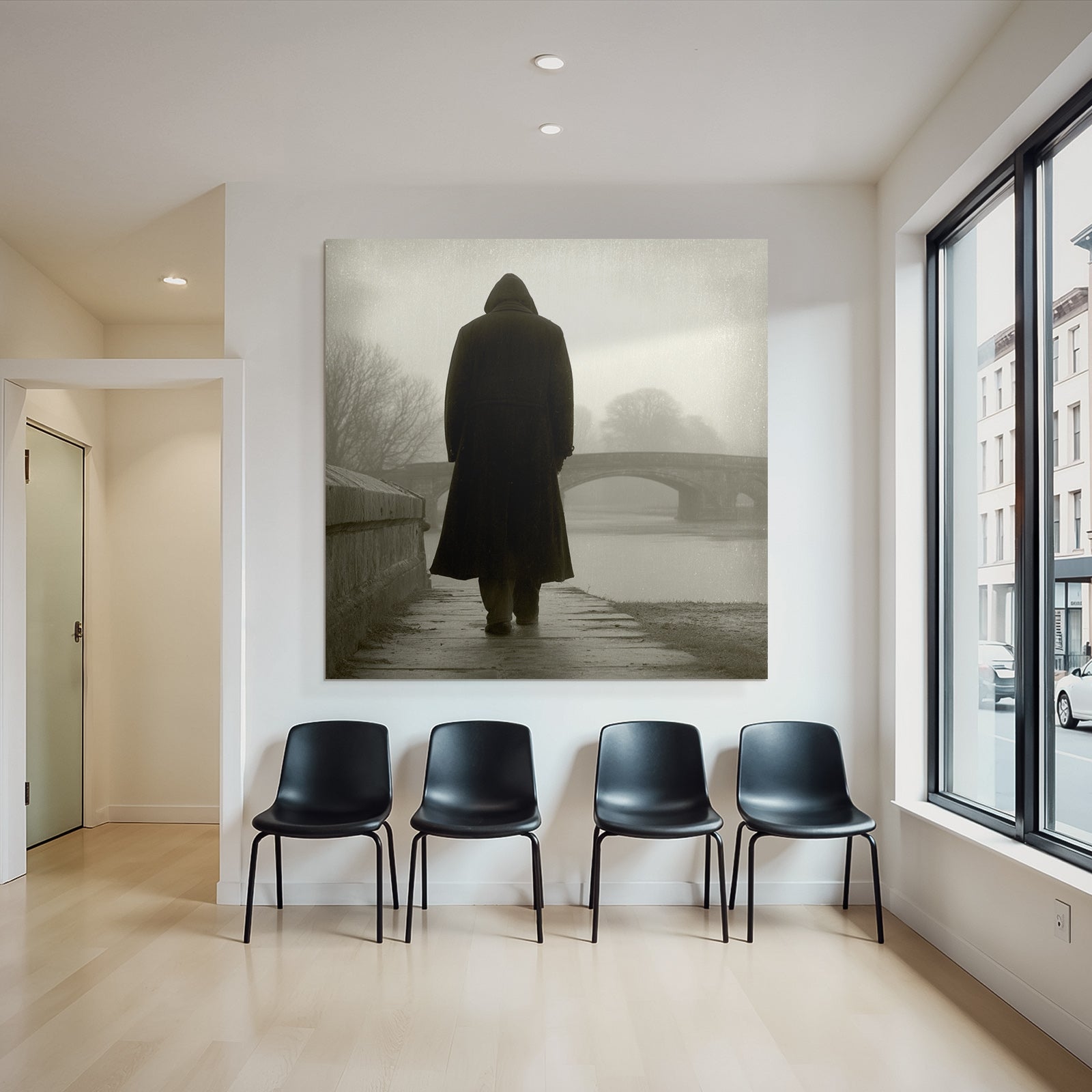 Geheimnisvoller Wanderer Im Nebel Brücke