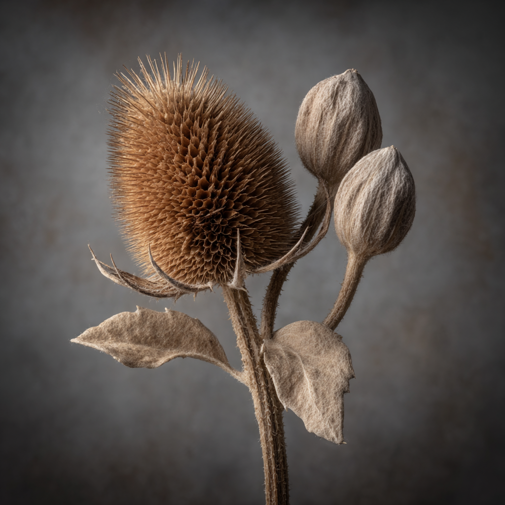 Getrocknete Pflanze Blütenstand Stacheliger Texture Mit Knospen | Fotografie | Kunstgattungen