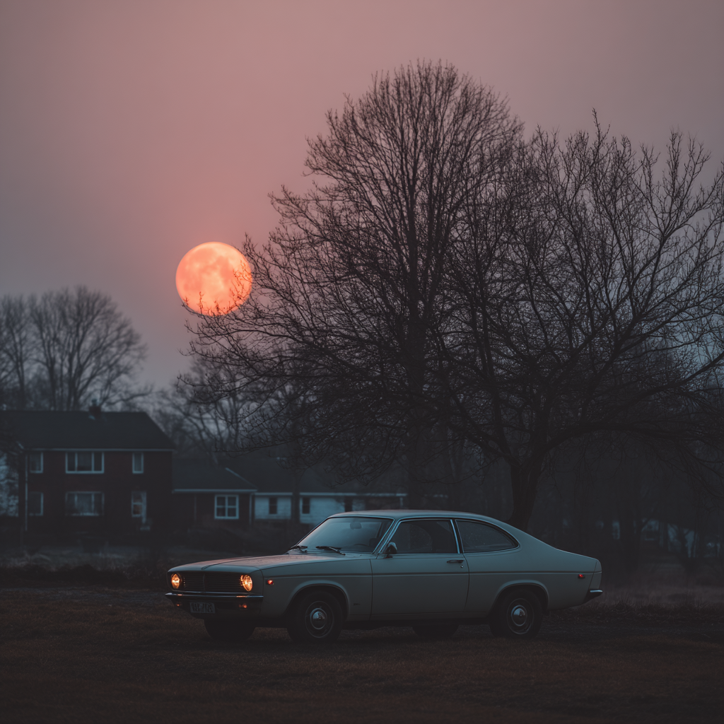 Klassisches Auto Im Feld Beim Sonnenuntergang | Fotografie | Kunstgattungen