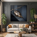 Nahaufnahme Von Bronze Oder Metallblatt Am Ast Mit Dunklem Unscharfen Hintergrund