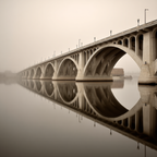 Steinbrücke Im Nebel Spiegelung Beruhigend | Fotografie | Kunstgattungen