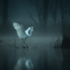 Weiße Vogel Auf Dem Waßer Im Nebel Mystische Szene | Fotografie | Kunstgattungen