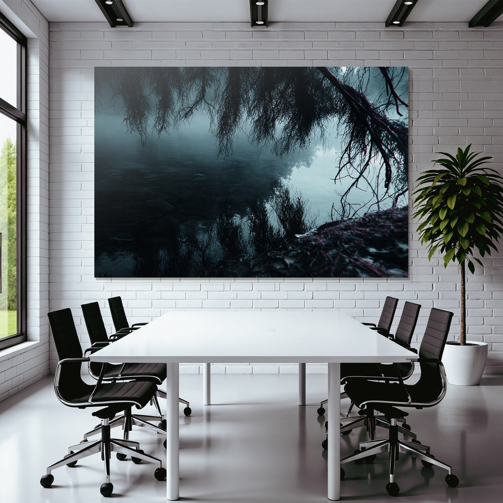 Dunkle Moody Landschaft Waßer Äste Spiegelung