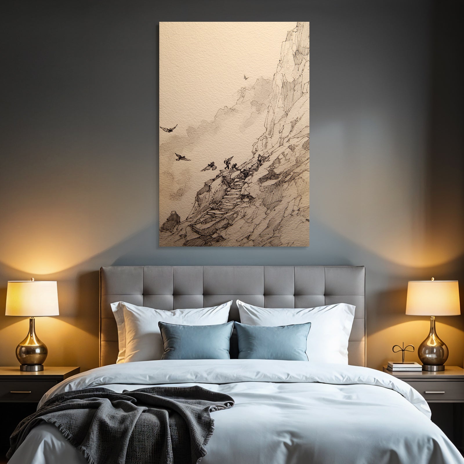 Berglandschaft Hiker Abenteür Illustration