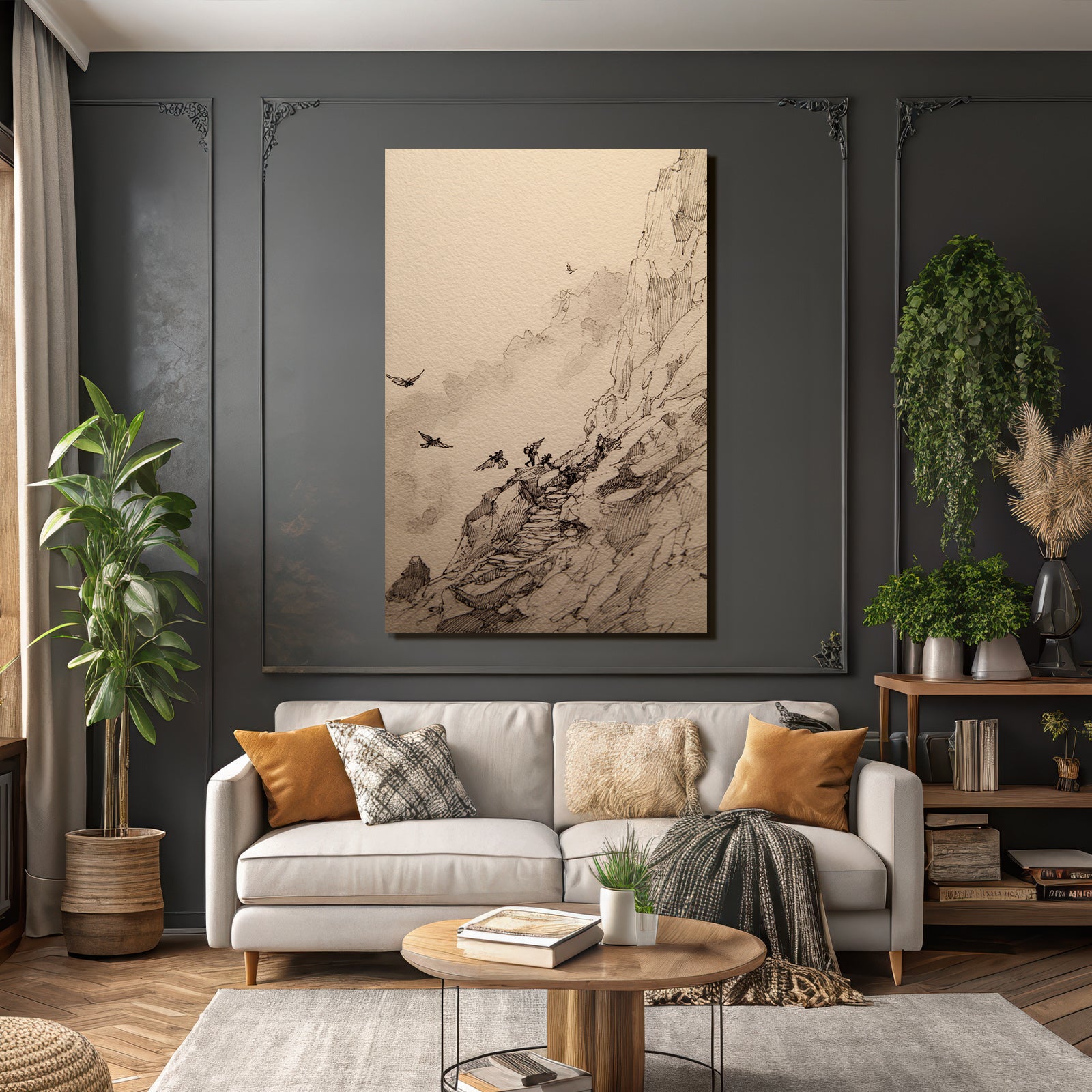 Berglandschaft Hiker Abenteür Illustration