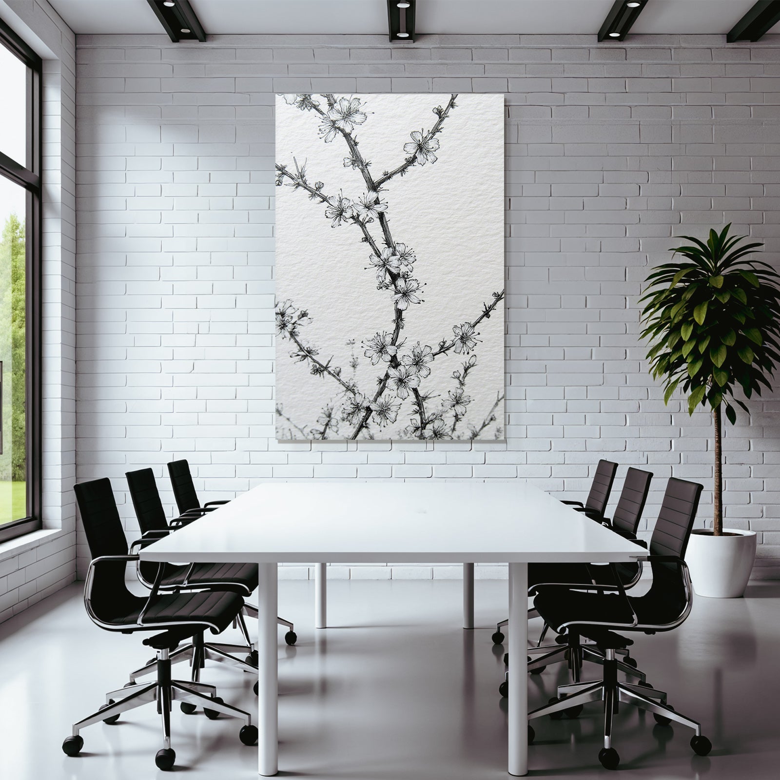 Blütenzweige Detailierte Zeichnung Beruhigende Botanische Kunst