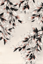 Blumige Zweige Mit Weißen Und Hellrosa Blättern Auf Neutralem Hintergrund | Illustration und Zeichnung | Kunstgattungen