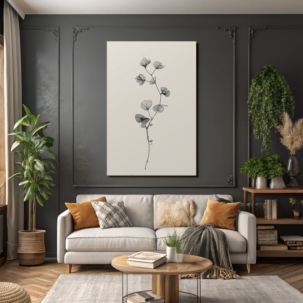 Botanische Illustration Mit Blatt Und Blumenzeichnung