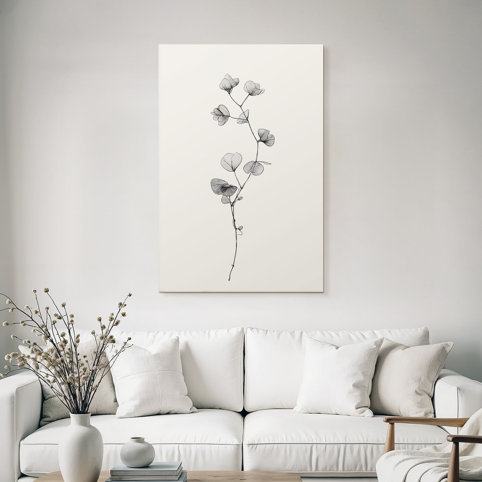 Botanische Illustration Mit Blatt Und Blumenzeichnung