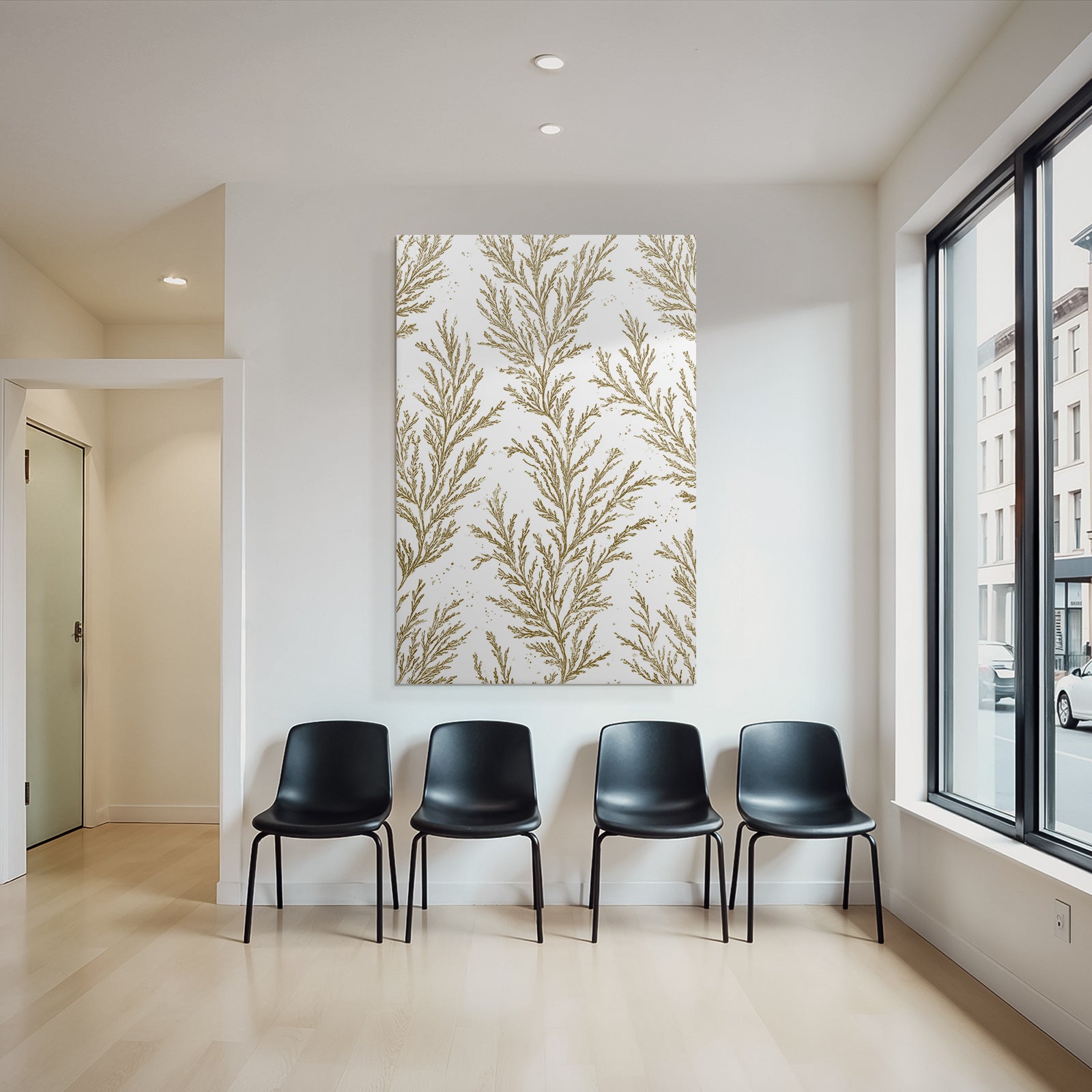 Botanische Muster Gold Braun Auf Weiß Dekoratives Design