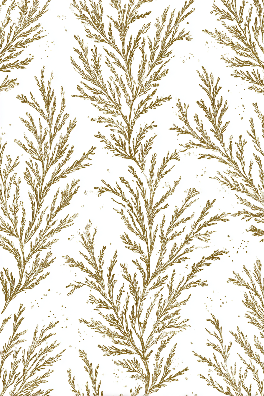 Botanische Muster Gold Braun Auf Weiß Dekoratives Design | Illustration und Zeichnung | Kunstgattungen