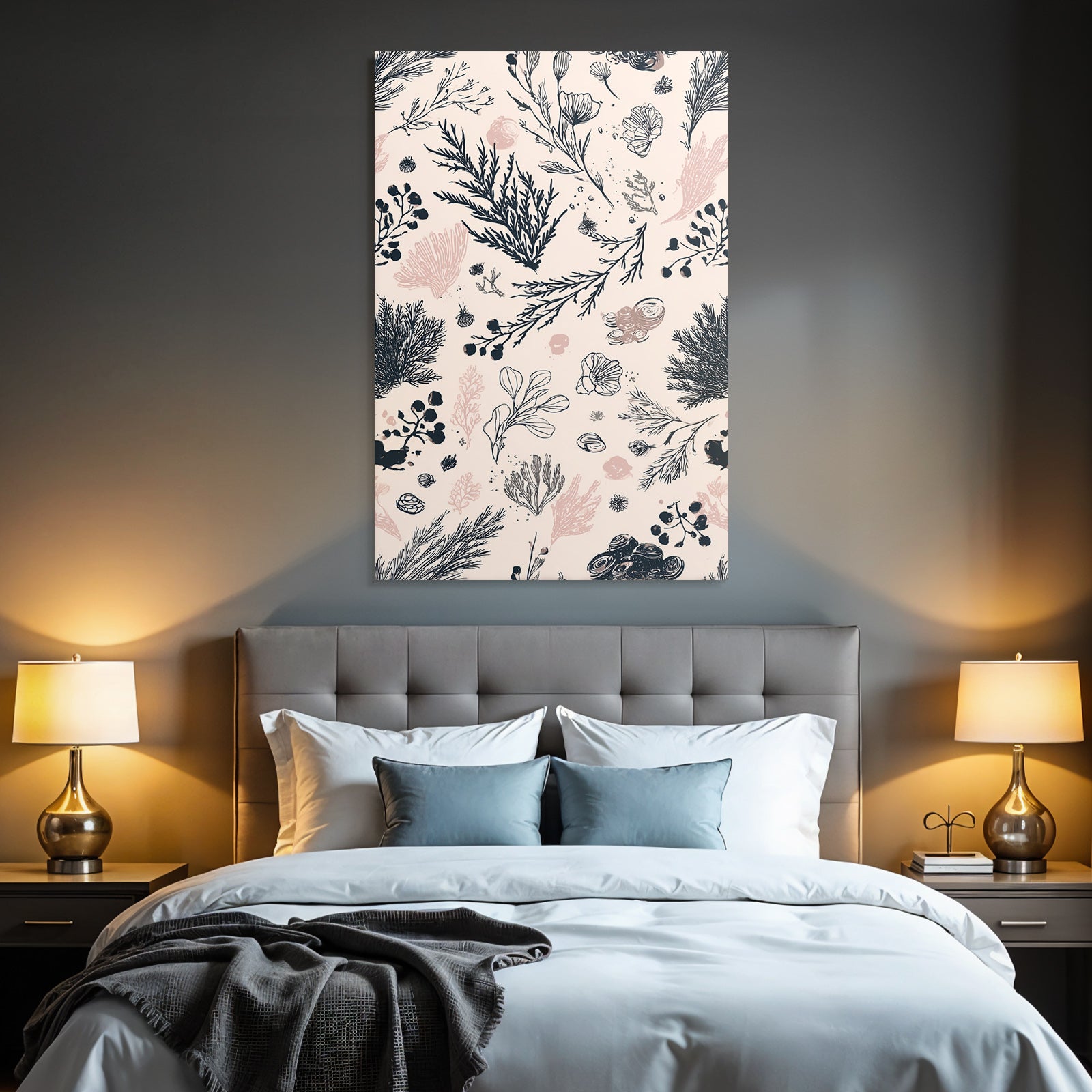 Botanische Muster Pflanzen Und Algen Illustration Zarte Hintergrund