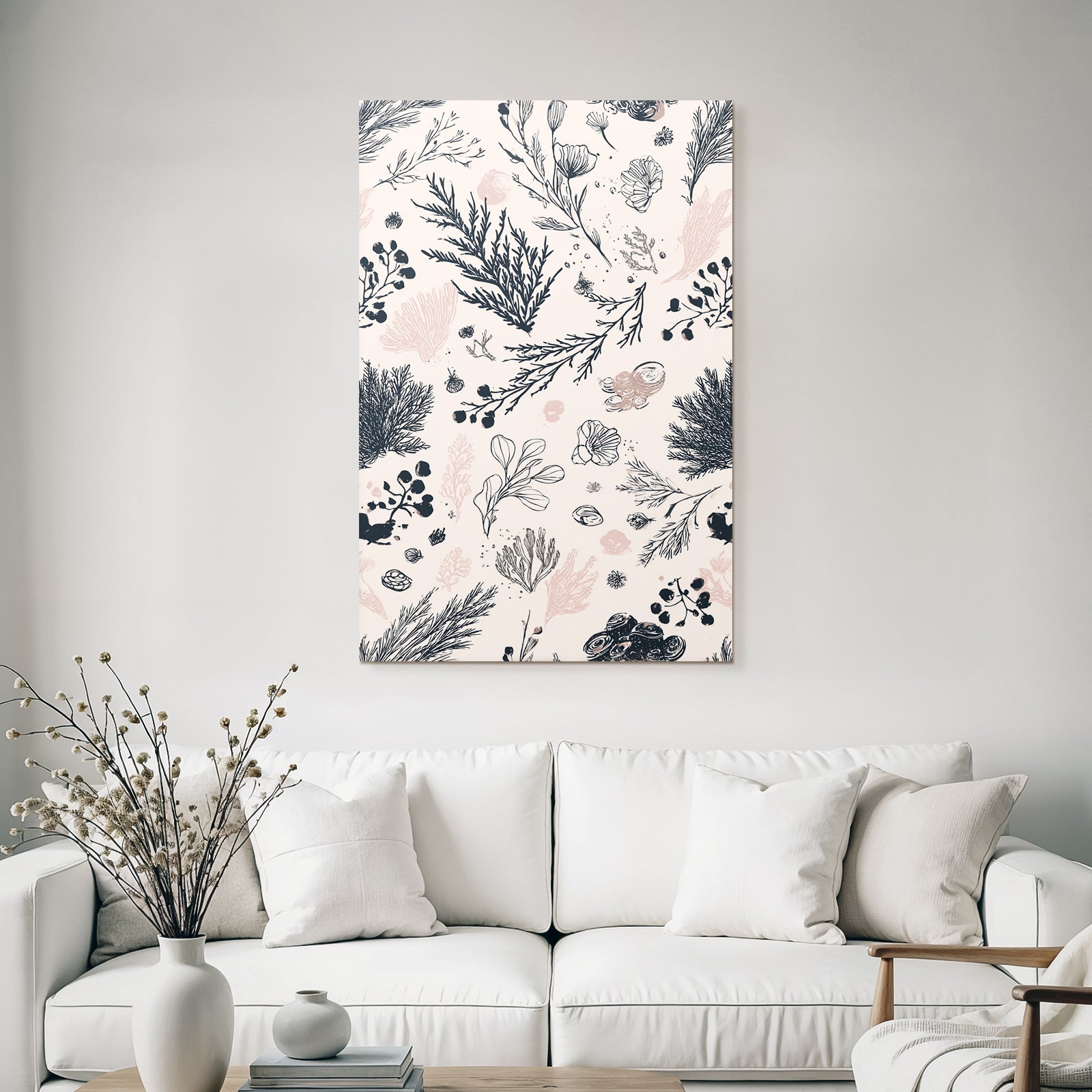 Botanische Muster Pflanzen Und Algen Illustration Zarte Hintergrund
