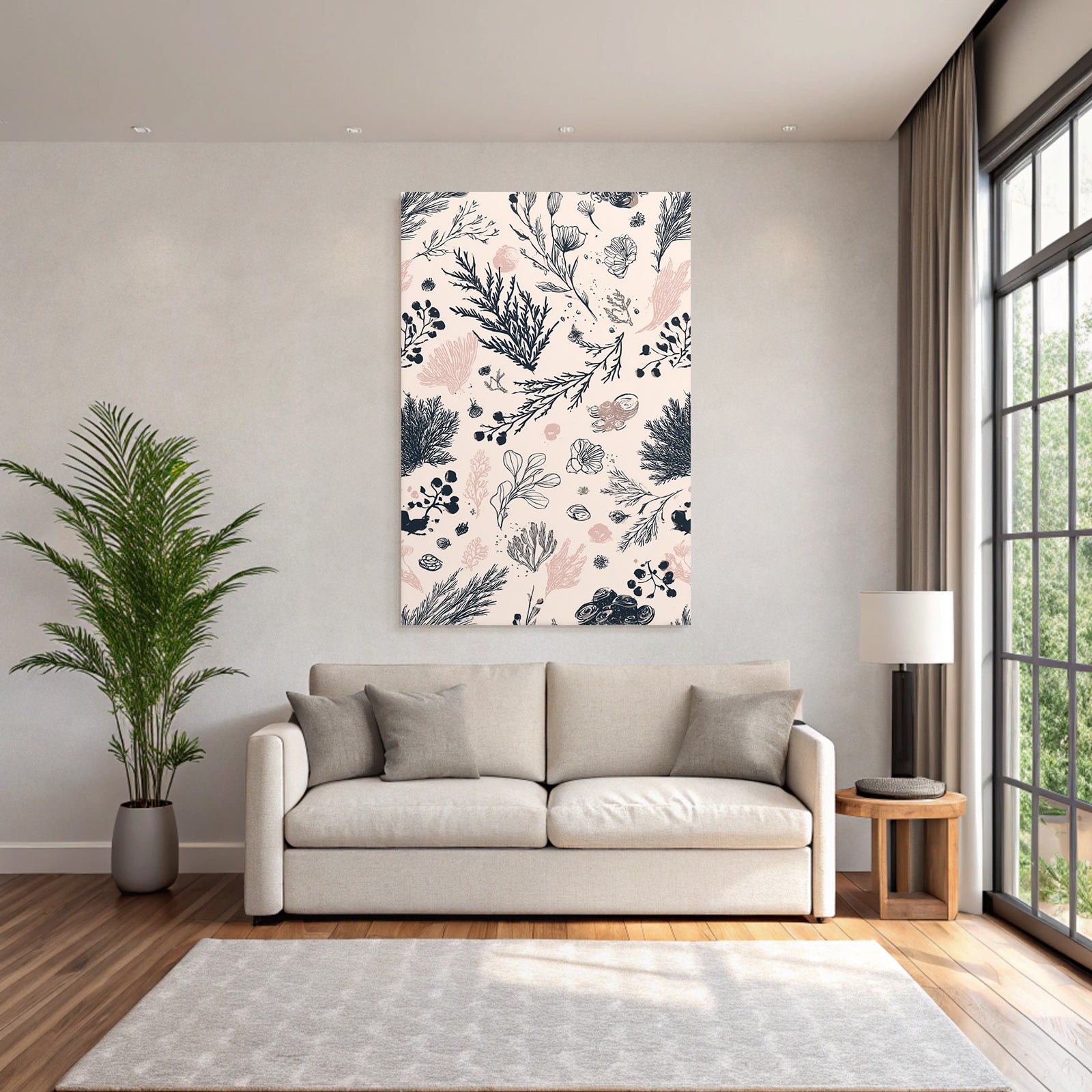 Botanische Muster Pflanzen Und Algen Illustration Zarte Hintergrund
