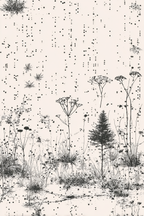 Botanische Skizze Mit Pflanzen Und Blumen Schwarz Auf Hell Hintergrund | Illustration und Zeichnung | Kunstgattungen