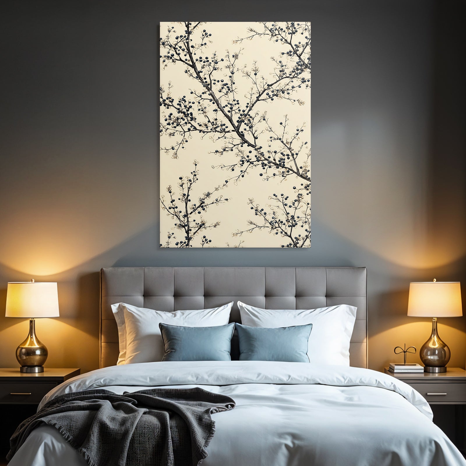 Botanisches Design Mit Dunklen Beeren Auf Hellem Hintergrund