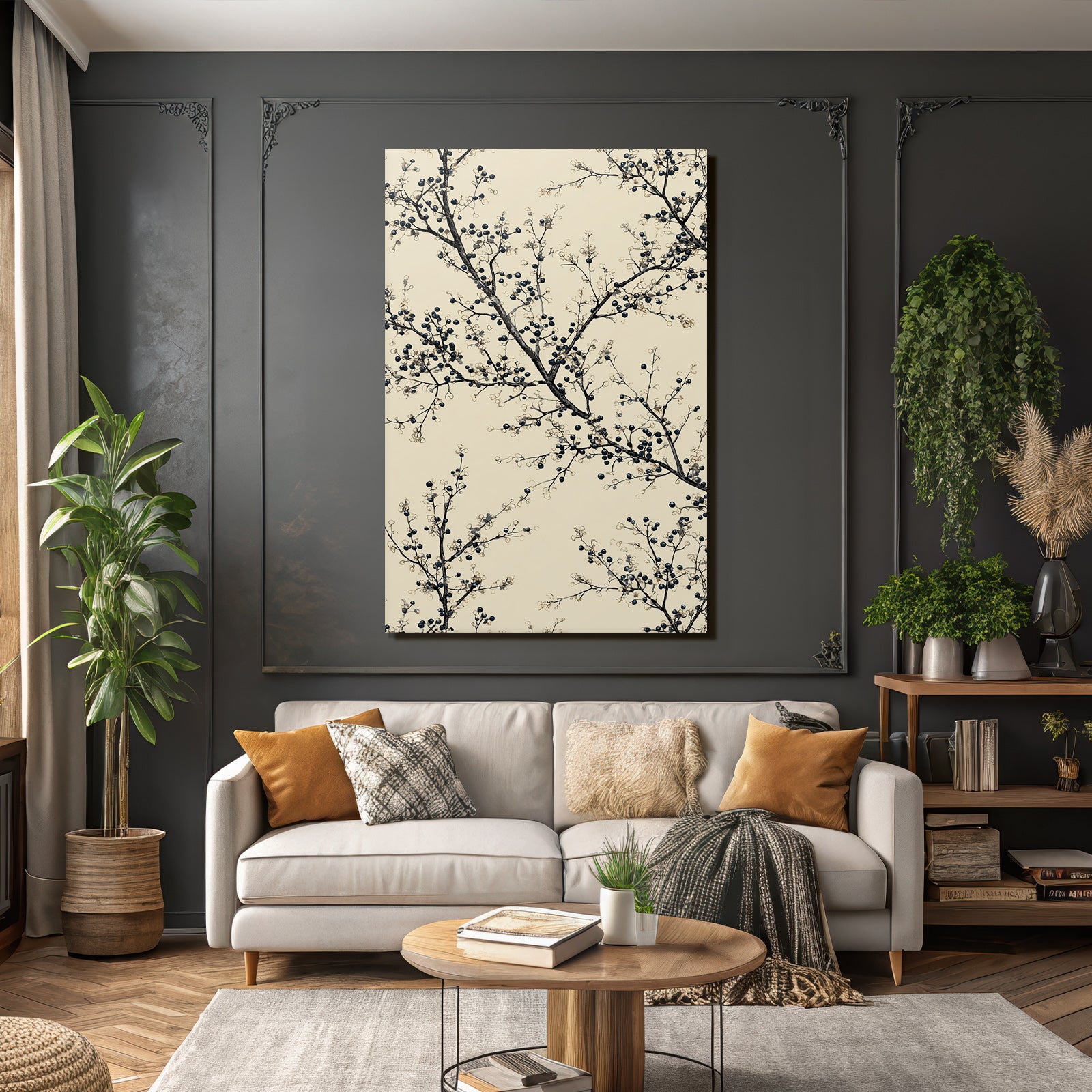 Botanisches Design Mit Dunklen Beeren Auf Hellem Hintergrund